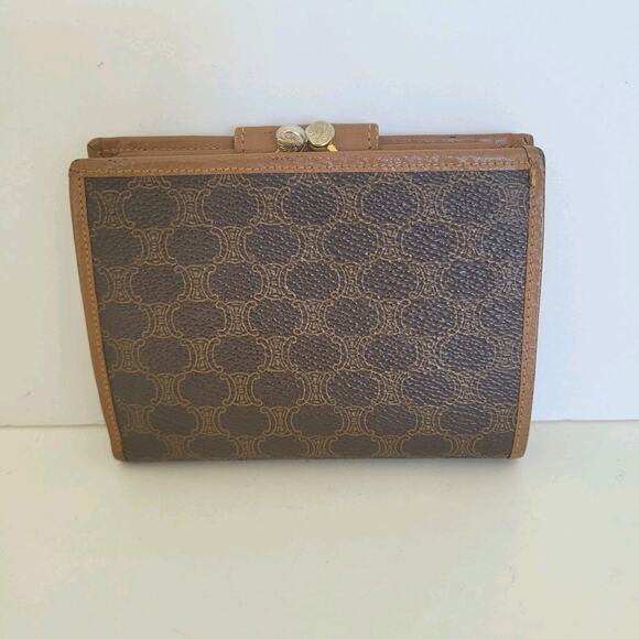 Celine Vintage Bifold Leather Brown Wallet Medium Folding Card Bill Holder - Picture 2 of 12